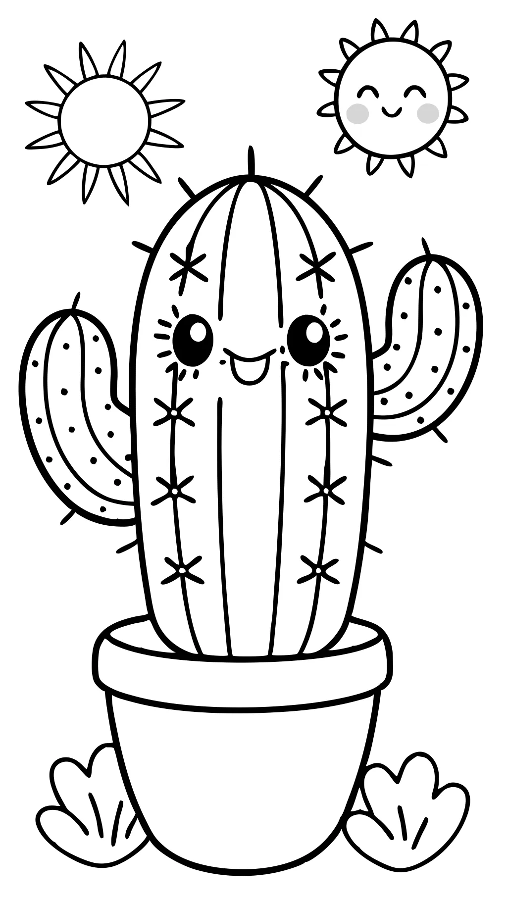 Linda página para colorear de cactus